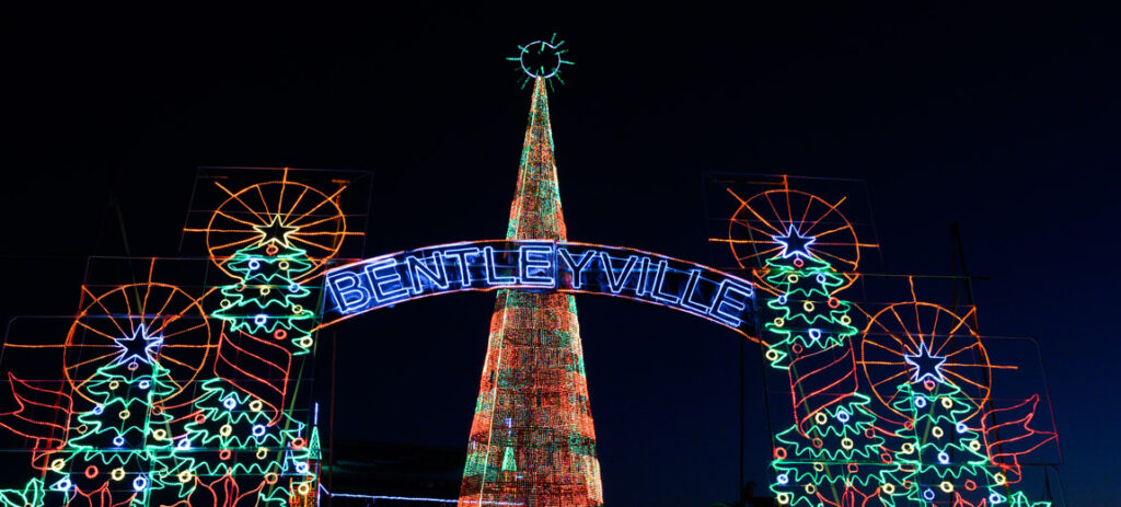 Once again, a 128-foot Christmas tree made by Iron Workers Local 512 glistens in Bayfront Festival Park next to Duluth Harbor at the center of Bentleyville, the nation’s largest walk-through Christmas light display.  “It’s truly the centerpiece not only of Bentleyville but of the city of Duluth,” said Nathan Bentley, founder of Bentleyville. 