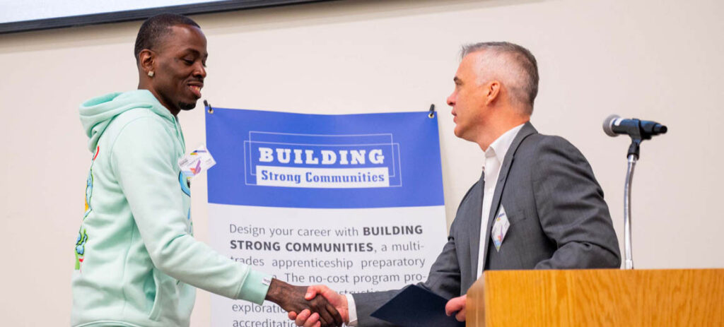 Sixty-two future union trades apprentices graduated from the Building Strong Communities Program this May, double the number from the previous year.